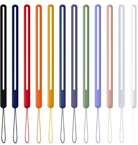 Cobee Correa de muñeca para mano, 12 unidades, de silicona, para teléfono celular, correa de muñeca colorida para teléfono móvil, USB, llavero, cartera, MP3, MP4, cámaras, 12 colores, 19cm/7.48inch