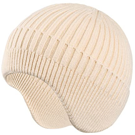 Cozlly Beanie Strickmütze Damen, Wintermütze Herren mit Ohrenklappen, Warme Mütze, Weiche Grobstrickmütze Winter, Beanie Mütze Unisex für Frauen und Männer, (Beige)