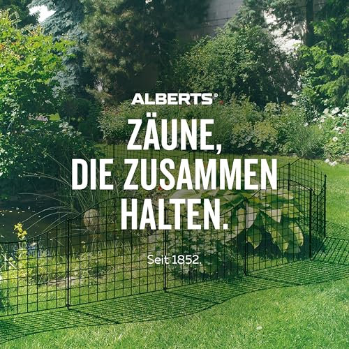 Alberts 677961 Zaunpfosten mit Bodenplatte für Doppelstabmattenzaun | mit Klemmlaschenbefestigung | feuerverzinkt, grün kunststoffbeschichtet RAL 6005 | Länge 900 mm | Pfosten 60 x 40 mm