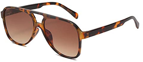 OSAGAMA Vintage Retro Sonnenbrille Gelb Getönte Brille für Damen Herren (Leopard Braun)