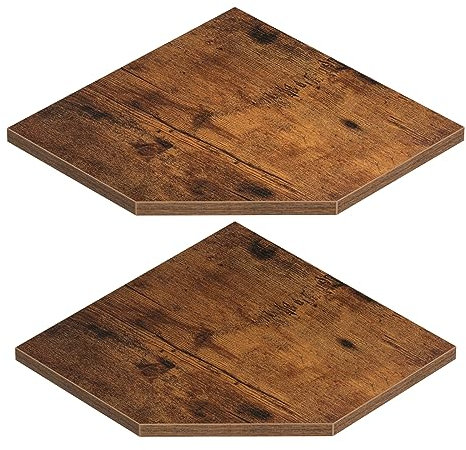 JJL Lot de 2 Étagères Murales d'angle en Bois de 26,5 cm - Parfaites pour Rangement Mural & Déco de Chambre, Marron Rouille