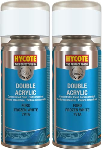 Hycote 150ml Double Acrylic Aerosol Spray Paint, Ford - Frozen White (Pack of 2)