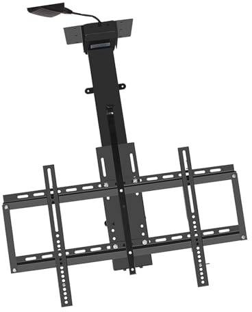 THEGA Soporte De Techo Motorizado - Soporte Motorizado para TV De Techo, Elevador De TV Eléctrico con Mando A Distancia Y Ajuste De Memoria, para Televisores De 32 a 70 hasta 60 Kg/132 LB