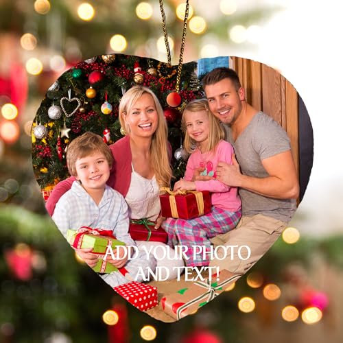 Personalisierte Weihnachtsbaum Anhänger–Doppelseitiger Druck von Foto und Texten, Persönliches Weihnachtsbaum-Hängeornamente, Jubiläumsgeschenke für Familie, Liebhaber und Freunde (herzförmig)