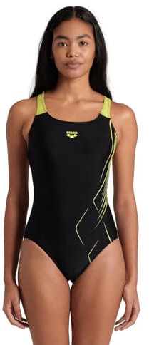 Arena Damen Women's Dive Pro Back One Piece Swimsuit, Black-Soft Green, 38 EU