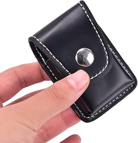 Feuerzeugtasche, Handgefertigt, PU-Leder, mit Gürtelschlaufe, Feuerzeughalter, Tasche, Feuerzeug, Geldbörse, Fächer, Zigarettenetui, Ledertasche, mit Schlaufe zum Öffnen, Feuerzeuge
