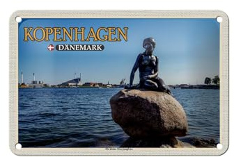 Femer Blechschild Reise 18x12cm Kopenhagen Dänemark kleine Meerjungfrau