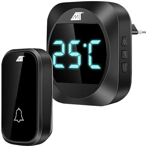 MT MALATEC Funkklingel Türklingel Set 200m Reichweite 52 Klingeltöne 5 Lautstärkestufen Steckdose Wasserdicht Thermometer 21911