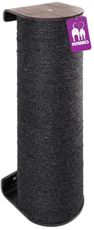 Petrebels Kletterwand, Kratzstamm XXL Climb Ø 20 x 80 cm, Kratzbaum Wand, zur Wandmontage, Holz Farbe Schwarz-Brauner Look