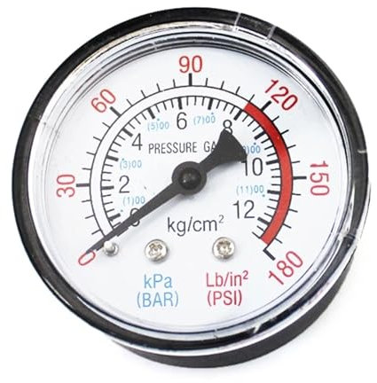 Manometer für Luftdruckmesser Membran-Kapsel-Manometer, Eisen/Kunststoffgehäuse, horizontale/vertikale Installation, Luftkompressor-Manometer, langlebig (Color : Bianco)