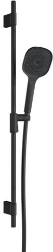 Vigour Brausegarnitur softedge mit Stange, schwarz matt, Wandstange, Tastgleiter, Handbrause, Brauseschlauch