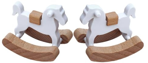 Toyvian Miniatur Schaukelpferd Holz Puppenhaus Zubehör Kleines Schaukelpferd Ab 1 Jahr Mädchen Holzspielzeug Puppenhaus Dekoration 5.4X5X3.8Cm