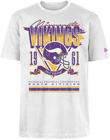 Minnesota Vikings Unisex NFL Oversized T-Shirt Screent Print Distressed Team Graphic Minnesota Vikings White T-Shirt
