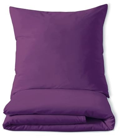 Mixibaby Luxuriöses Bettset aus Mako-Satin 100% Baumwolle 135x200 155x220 200x200 200x220, Größe:200 x 220 cm, Farbe :Violett