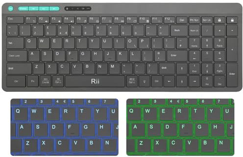 Rii Bluetooth Wireless Keyboard Dual Mode, Rechargeable Keyboard with Backlit,Low Profile Compatible with Tablet/PC/Mac/Ipad/Android/Windows/IOS/OS