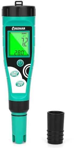 pH und Chlor Messgerät Pool, pH und Salzmessgerät für Schwimmbad mit größerer Anzeige, Genaue Messung von pH ORP Chlor ORP EC TDS Temperatur 7-in-1 wassertester für whirlpool, Aquarium, Hydroponik