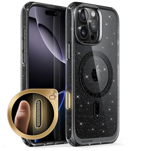 SUPCASE for iPhone 16 Pro Case with Camera Control Capture Button (Unicorn Beetle Mag), [Compatible with MagSafe] Slim Protective Magnetic Phone Case for iPhone 16 Pro 6.3'' 2024, GlitterBlack