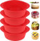Mlying Lot de 4 moules à gâteau en silicone ronds et antiadhésifs - 15 cm - Pour gâteaux, cheesecakes et pains (rouge, rond)