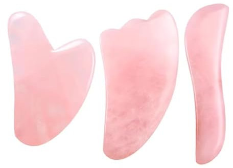 XINLIANYI 3 x Rosenquarz-Schaber, Gua-Sha-Massage für Naturstein, GuaSha-Massagewerkzeuge, Jade-Massagegeräte, Edelstahl, Zirkonia
