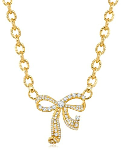 LILIE&WHITE Gold Schleifen Halskette – Allergikerfreundlich, Kratzfest und Langlebig – Schickes Schmuckstück für Damen, Geschenk für Frauen, Mode für Jeden Anlass