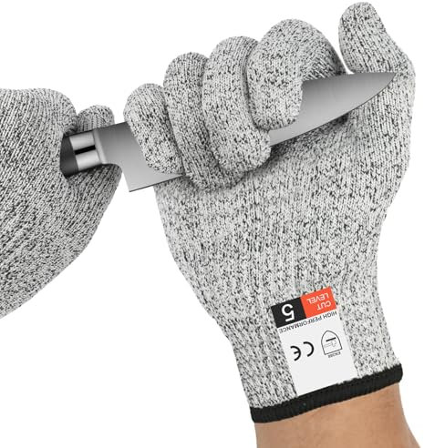 AUYAO Cut Resistant Gloves, Level 5 Protection Anti Cutting Gloves, Lightweight Protective Work Gloves, Food Grade Cut Proof Gloves for Kitchen Cooking, Meat Cutting and Woodworking (20cm)