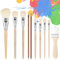Lusofie 10 Pcs Glaze Brushes for Pottery Goat Hair Pottery Glaze Brushes Multipurpose Ceramic Brush Set for Acrylic Painting Blending Mop Brushes for Oil Pottery Art Painting