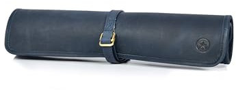 Aaron Leather Goods Professional Leather Knife Roll Bag, 6-Slot Chef Knife Case, Brown Genuine Leather (Leather, Royal)
