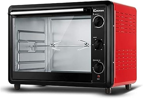 LABLADUO Four électrique,Four à Convection Four électrique Multifonction 60 litres, fourchettes rotatives domestiques, contrôle indépendant de la température, Mini Fours de Grande capacité(Rojo)