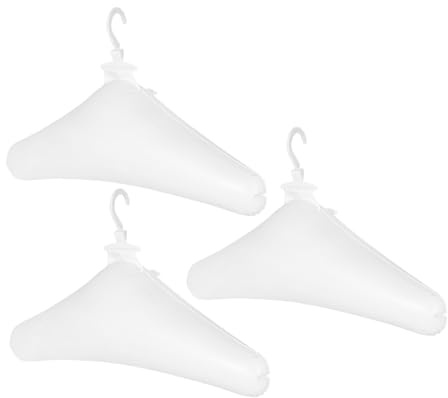 Aufblasbarer Kleiderbügel 3 Stück-Pack aus PVC, Tragbar und Faltbar | Kleiderbügel Reise, Weiß 20x44,5cm, zum Trocknen und Camping