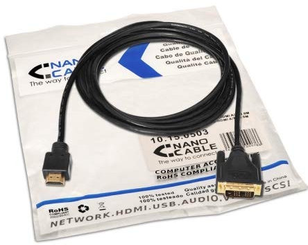 watiowave DVI TO HDMI 3.0M CABLE, DVI 18+1/M to HDMI A/M, ideal for connecting video devices to displays and projectors.