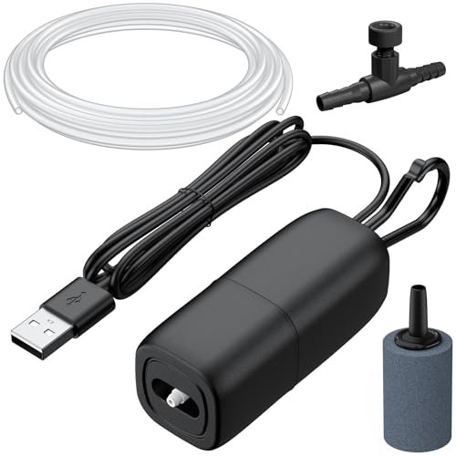 Pawfly Aérateur pour appâts Vivants Portable Pompe à air USB pour Seau jusquà 20 L, 60 L/h aérateur Vivier pour pêche extérieure et Transport Poissons