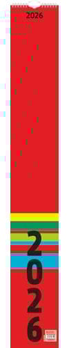 BRUNNEN Streifenkalender 2026 | 130×910 mm, rot
