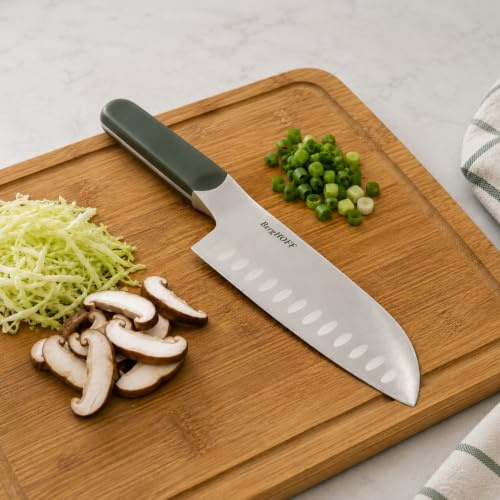 Berghoff Home Santoku-Messer 16,5cm - Küchenmesser edelstahl - Kochmesser - Messer scharf - Khaki