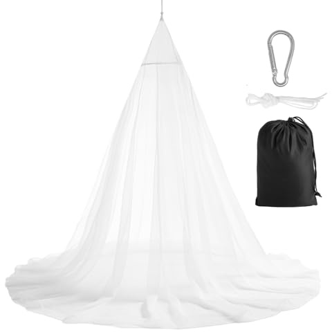 ZRUEWOT Moustiquaire de voyage avec sac de voyage, corde de suspension et mousqueton, 2,2 m de haut, 12 m de circonférence, filet fin pour repousser les insectes, moustiquaire d'extérieur pour les