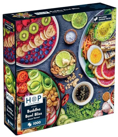 The House of Puzzles | Buddha Bowl Bliss 1000 Piece Jigsaw Puzzle | Food Themed Jigsaw | Contemporary Jigsaws for Adults with Unique Shape Pieces | Brain Challenge & Relaxing Activity