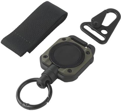 LZAQHMT Retractable Keychain Heavy Duty Carabiner With 39.37” Wire Rope Multifunctional Tactical Gear Tether For Fishing Outdoor Tools(RANGER GREEN)