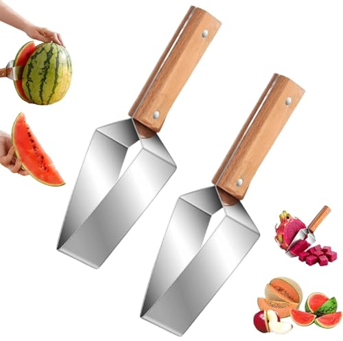 Coupe-pastèque Triangulaire – Nouveauté 2026 : Trancheur En Acier Inoxydable, Couteau Multifonction Pour Fruits Melon, Pomme, Etc. – L'indispensable De La Cuisine Familiale (2 pièces)