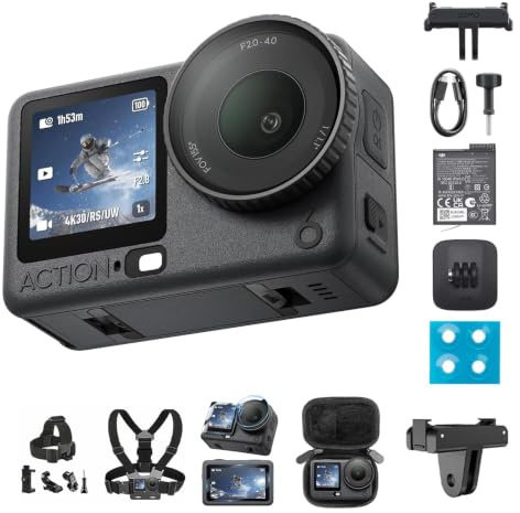 DJI Osmo Action 6 Combo Standard, action cam con sensore quadrato 1/1,1″, apertura variabile, resistente al freddo (Pacchetto accessori multipli)