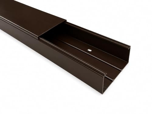 Perforierter Kabelkanal mit Abdeckung, PVC-Kabelkanal, UV-beständig, Länge 2 m (Braun, 90x60 2m)