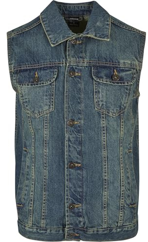 Urban Classics Men's Denim Vest Gilet, Blue (Denimblue 319), M UK