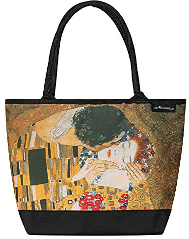 VON LILIENFELD Handtasche Gustav Klimt: Der Kuss Damen Kunst Motiv Shopper Maße L42 x H30 x T15 cm Strandtasche Henkeltasche Büro