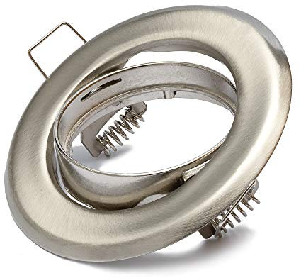 Einbaustrahler GU10 Set Einbaurahmen Edelstahl - Edelstahl gebürstet Optik Inkl. GU10 Fassung für LED oder Halogen Leuchtmittel, 30° Schwenkbar, Rund