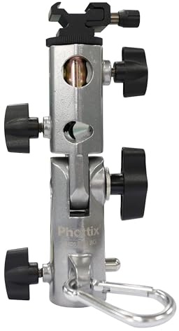 Phottix Varos PRO BG Multifunktionaler Blitzschuh-Schirmhalter für PH87214 - Schwarz - Aluminium - Stativhalterung - Black