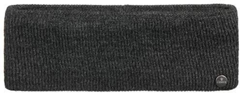 LIERYS Mono Stirnband Damen/Herren 8 cm breit - Made in Germany - dreilagiges Strickband gefüttert mit Baumwolle - Rippstrick Ohrenwärmer 54-60 cm - Ohrenschutz Herbst/Winter anthrazit One Size