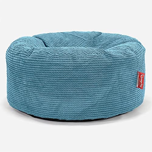Lounge Pug, Sitzhocker Pouf, Sitzpouf, Pom-Pom Türkis