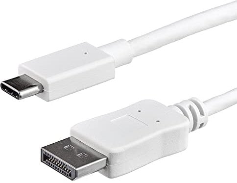 StarTech.com 3ft/1m USB C to DisplayPort 1.2 Cable 4K 60Hz - USB-C to DisplayPort Adapter Cable HBR2 - USB Type-C DP Alt Mode to DP Monitor Video Cable - Works w/ Thunderbolt 3 - White (CDP2DPMM1MW)