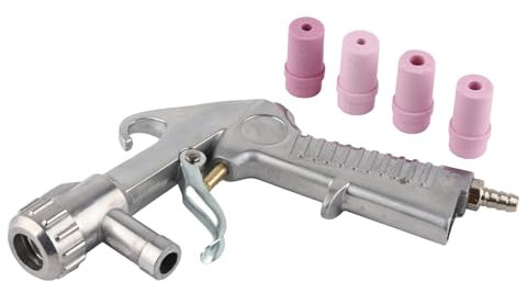 Kit Pistolet de Sablage, Air Siphon Sandblaster Sableuse, Pulvérisateur de Pistolet à Alimentation par Gravité avec 4 Buses en Céramique, Grenaillage Abrasif Sableuse Feed