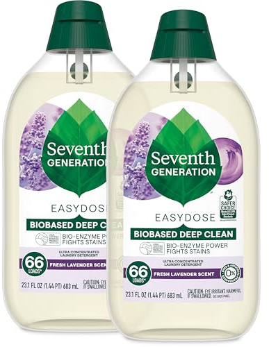 Seventh Generation EasyDose Laundry Detergent Fresh Lavender Scent 2 Pack Ultra Concentrated Washing Detergent 23 oz