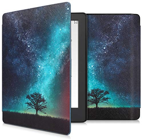 kwmobile Klapphülle kompatibel mit Kobo Aura H2O Edition 2 Hülle - eReader Case - Galaxie Baum Wiese Blau Grau Schwarz