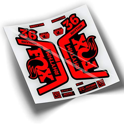 PEGATINEA Decals Autocollants DE Fourche Fox 36 Rhythm Series 2019 WP215 Rouge Fluor